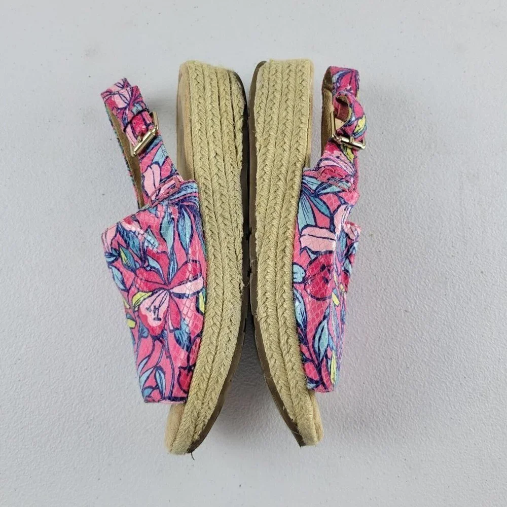 Naturalizer Praline Espadrille Slingback Platform Floral Sandals Soft 7.5 Pink